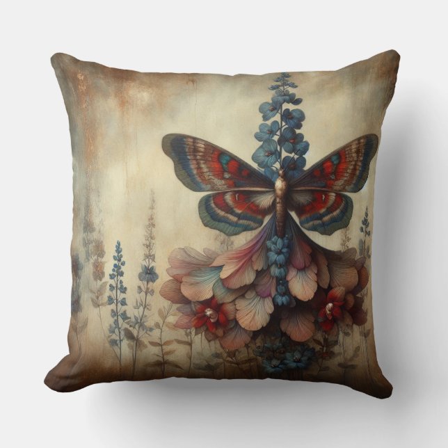 Butterfly Blommigt Cushion Kudde (Framsida)