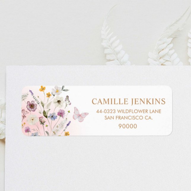 Butterfly Blommigt Garden Baby Shower Returadress Etikett (Butterfly Floral Address Label)