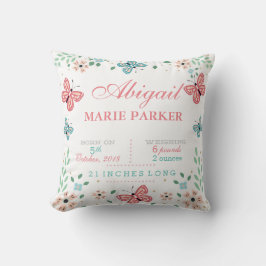 Butterfly Blommigt Garden Baby Stats Pillow Kudde