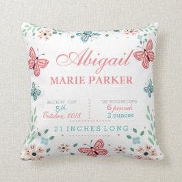 Butterfly Blommigt Garden Baby Stats Pillow Kudde