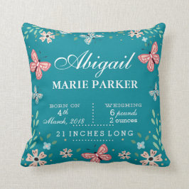 Butterfly Blommigt Garden Baby Stats Pillow Kudde