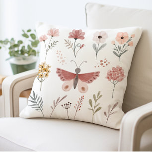 Butterfly Blommigt Garden Boho Chic Nature Inspire Kudde