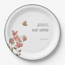 Butterfly Blommigt Girl Baby Shower