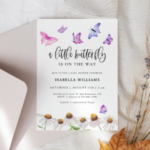 Butterfly Blommigt Girl Baby Shower Inbjudningar
