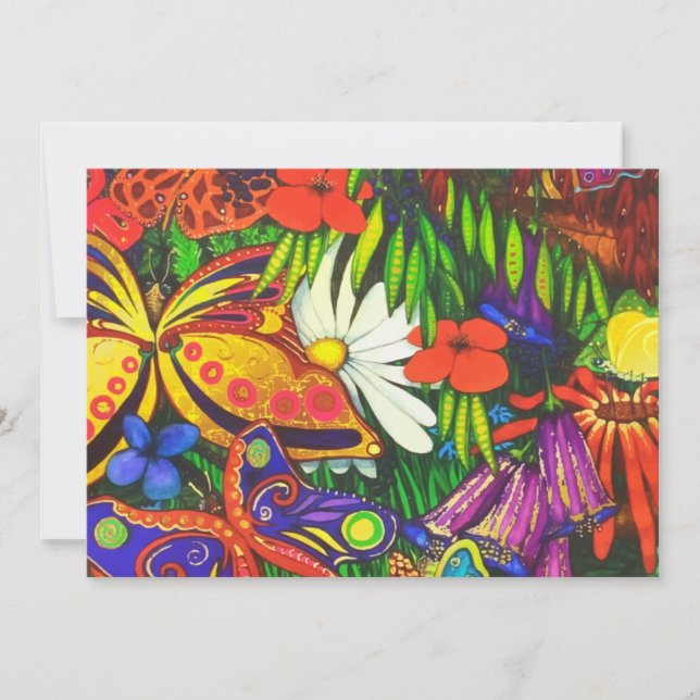 Butterfly Blommigt Natural Guld Metallic Meddelande (Framsida)