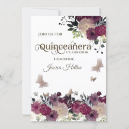 Butterfly blommigt Quinceañera grönt Inbjudningar