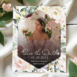 Butterfly Blommigt Quinceanera Photo Save Date