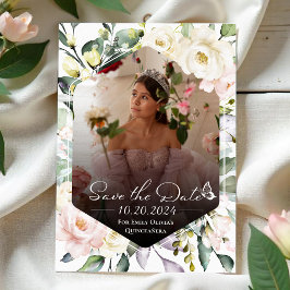 Butterfly Blommigt Quinceanera Photo Save Date Inbjudningar