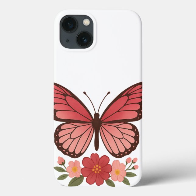 Butterfly & Blommigt Quote Aesthetic - iPhone (Baksida)