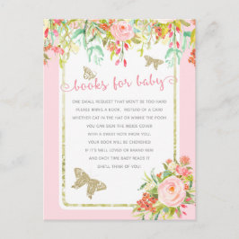Butterfly Blommigt Rosa Girl Baby Shower Bok Card Inbjudan Vykort
