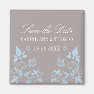 Butterfly Blommigt Spara datum magneter, Blue Magnet