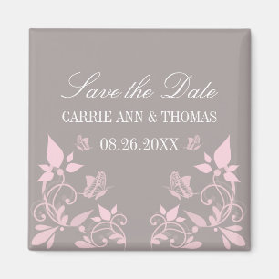Butterfly Blommigt Spara datum magneter, Rosa Magnet