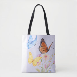 Butterfly & blommigt Vibes Tote bag Tygkasse