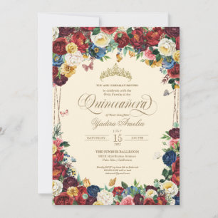 Butterfly Blommigt Watercolor Gult Quinceañera Inbjudningar