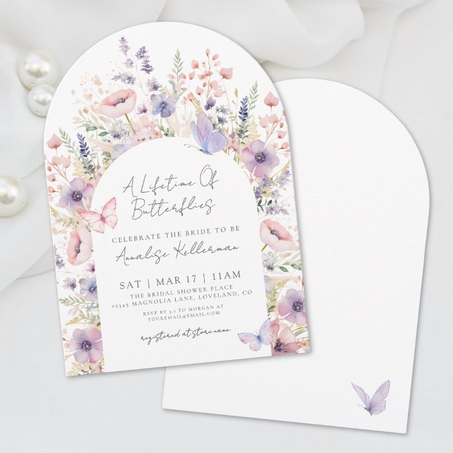 Butterfly Blommigt WildblommMöhippa Inbjudningar (Butterfly Floral Wildflower Bridal Shower Invitation)