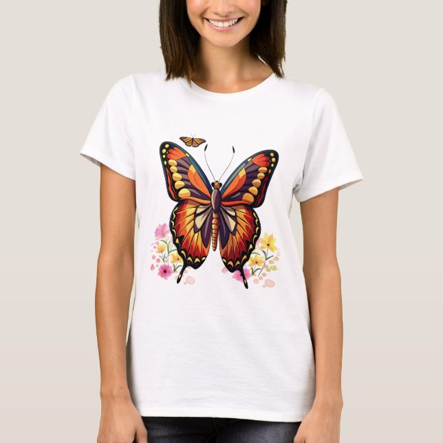 Butterfly, blommor t shirt (Framsida)