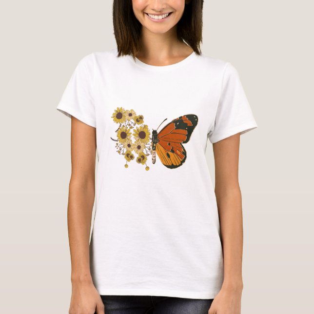 Butterfly blommor t shirt (Framsida)