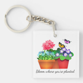 Butterfly Blomsterträdgård Acrylic Keychain