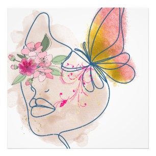 Butterfly Bloom - Abstrakt Blommigt Ansikte Art" Fototryck