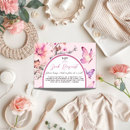 Butterfly Bloom Girl Baby Shower Bok-begäran Tilläggskort