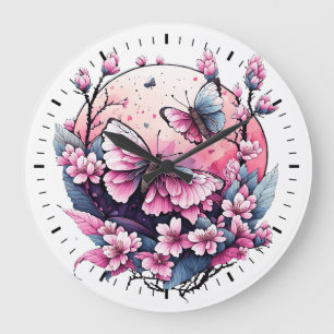 Butterfly Bloom Stor Klocka