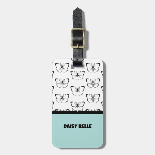 Butterfly Blue Luggage Tag Bagagebricka (Vertikal Framsida)