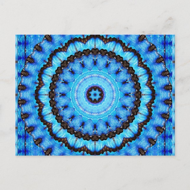 Butterfly Blue Mandala Vykort (Framsida)