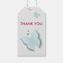 Butterfly Blue och Grått Baby Shower Gift-Märkre Presentetikett