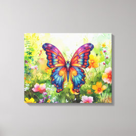 Butterfly Blue Orange Vingar Canvastryck