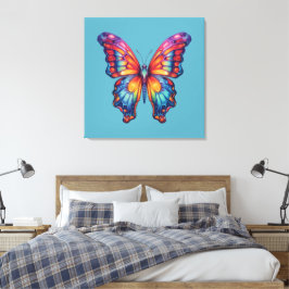 Butterfly Blue Orange Vingar Canvastryck