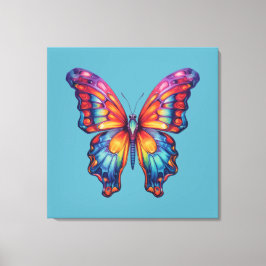 Butterfly Blue Orange Vingar Canvastryck