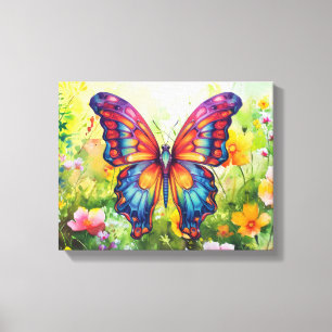 Butterfly Blue Orange Vingar Canvastryck