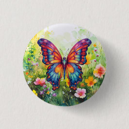 Butterfly Blue Orange Vingar Knapp