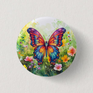 Butterfly Blue Orange Vingar Knapp
