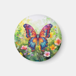 Butterfly Blue Orange Vingar Magnet