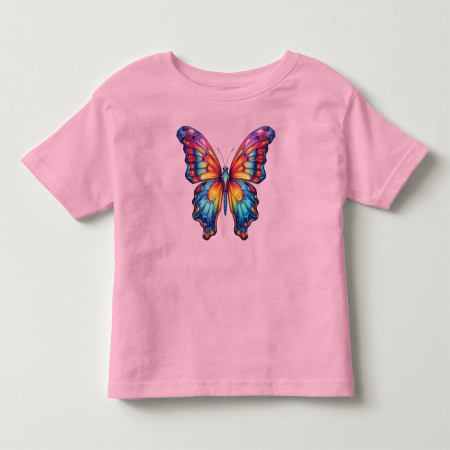 Butterfly Blue Orange Vingar T Shirt (Framsida)