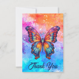 Butterfly Blue Orange Vingar Tack Kort