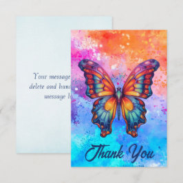 Butterfly Blue Orange Vingar Tack Kort