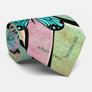 Butterfly Blue på Emerald Grönt Bröllop Slips