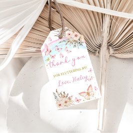Butterfly Boho Blommigt Girl Birthday Gift märkres Presentetikett