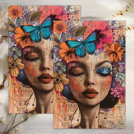 BUTTERFLY BOHO FLOWER GIRL DECOUPAGE