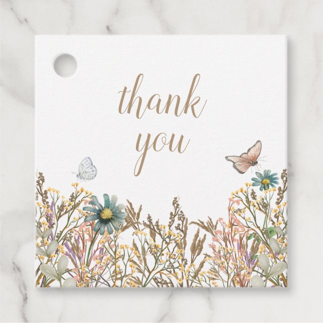 Butterfly Boho Foliage Utandningsskugga Gåvor Etiketter (Framsida)