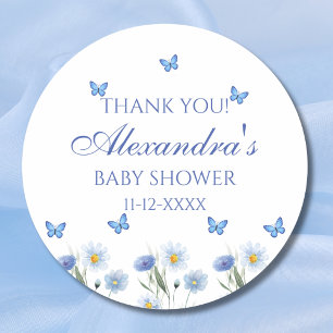 Butterfly Boho WildblomBaby Shower Tack Runt Klistermärke