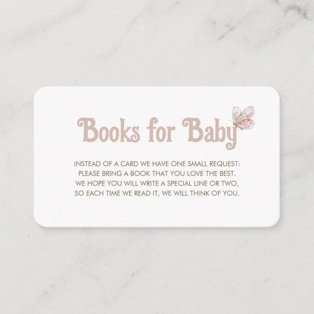 Butterfly Bok-begäran för babyduschar Tilläggskort (Framsida)