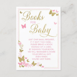 Butterfly Bok för Baby Card, Rosa, Guld Tilläggskort