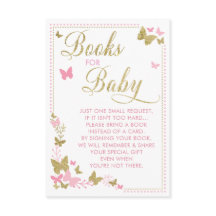 Butterfly Bok för Baby Card, Rosa, Guld