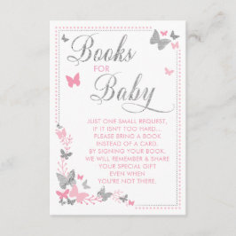Butterfly Bok för Baby Card, Rosa, Silver Tilläggskort