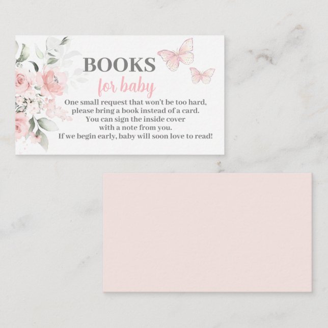 Butterfly Bokar för flicka-inkapslingskort Tilläggskort (Fram/baksida)