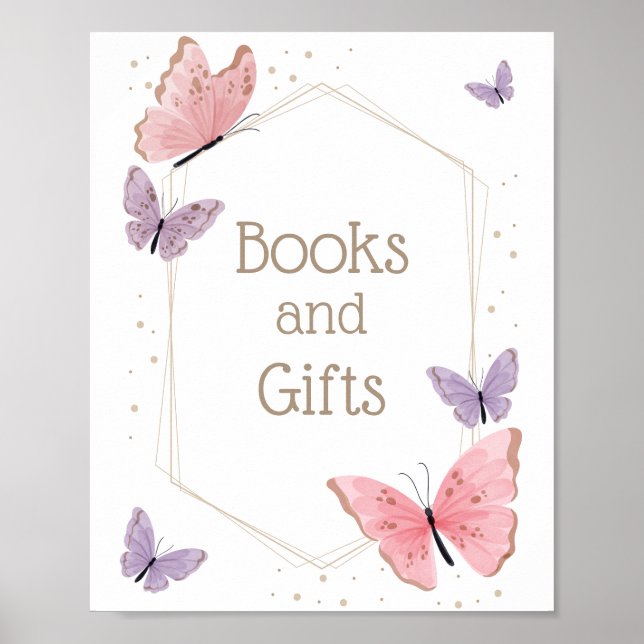 Butterfly Bokar och Gifts Sign Poster (Framsidan)