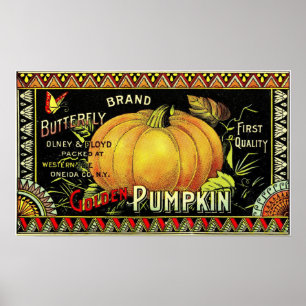 Butterfly Brand Pumpkins Låda-etikett Poster